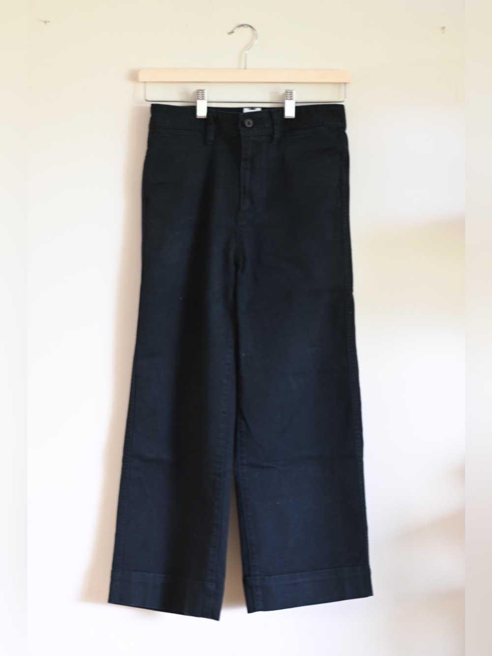 Gap Black Wide Leg Chino Pants | Petite 0 | High Rise Cotton Stretch